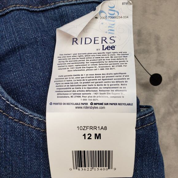 NWT Lee Riders Womens Bootcut Jeans 12 Medium Dark Indigo Blue Deep Dye 30x29 - Picture 8 of 14